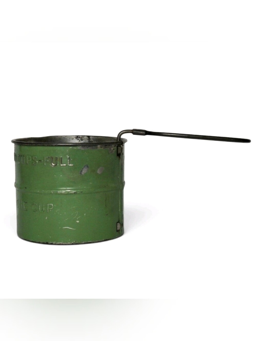 Vintage Chippy Green Flour Sifter Two Cup Hand Held Tin Shake Shaker Sifter
